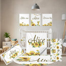 Personalized Baby Bedding Set - 5 Pcs Custom Infants Bedding Set with Infant Name - Double Layer Nursery Crib Set for Girls Boys - Customized Gifts for Toddler Baby Shower - Yellow Sunflower by TinyTreasures Baby Boutique