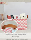 Rectangular Fabric Storage Box, Decorative Basket and Finishing Basket with Handle are Used for The Storage of Clothes, Books and Sundries(Pink Triangle) 1 by TinyTreasures Baby Boutique
