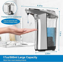 Automatic Soap Dispenser, Touchless Dish Soap Dispenser 17oz/500ml with Infrared Sensor, 5 Adjustable Soap Levels, Liquid Dispenser for Bathroom Kitchen (Silver) by CozyNest Decor