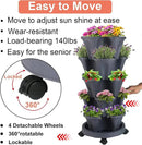 Vertical Planter 5 Tier Stackable Planters Garden Planters Strawberry Herb Flower and Vegetable Planter Indoor Outdoor Gardening Pots with Removable Wheels and Tools by GreenHaven Gardens