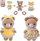 LoopMap Crochet Kit for Beginners - DIY Amigurumi Bear with Removable Dress & Accessories, Step-by-Step Video Tutorials, Extra Yarn, Crochet Tools, Handmade Gift for Kids & Adults(Bear-Yellow) by TinyTreasures Baby Boutique