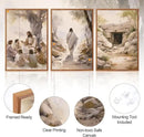 Aurlan Jesus Teaching Children Jesus on Path Framed Empty Tomb Bible Stories Wall Art(16"x24"), 3PCS Boho Christian Easter Scripture Gifts Canvas Artwork, Large Spiritual Religious Faith Decor Prints for Office Home by CozyNest Decor