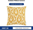HWY 50 Mustard Yellow Decorative Throw Pillow Covers 18x18 Inch (1 Piece), Embroidered Cotton Farmhouse Cushion Cover Pillow Case for Sofa Couch Living Room Bed Bedroon, Floral Branches by CozyNest Decor