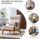 INZOY Mid Century Modern Accent Chair Set of 2, High Back Reading Armchair with Wood Frame, Upholstered Living Room Chairs with Waist Cushion, Single Lounge Arm Chair for Bedroom Sunroom, Beige by CozyNest Decor