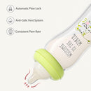 YOHKOH Natural Glass Baby Bottle with Natural Response Nipple, Newborn Anti-Colic Baby Bottles, Wide Neck Mushroom Cap Baby Bottle, Clear (8.8ounce (Pack of 2), Green1) by TinyTreasures Baby Boutique