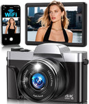 4K Digital Camera for Photography with WiFi,64MP Autofocus Vlogging Camera for YouTube,3'' 180° Flip Screen Compact Travel Camera for Teens with 32GB SD Card,16X Zoom,Anti-Shake,2 Batteries(Charcoal) by TinyTreasures Baby Boutique