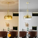 WUZUPS Gold Chandelier Rustic Farmhouse Industrial Round Ceiling Pendant LED Light Fixture with Gradient Glass Shade for Dining Room Kitchen Island Foyer Entryway, H 20.9" W 15.9", E26 Base by CozyNest Decor