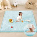 1.3" Thick Baby Play Mat for Floor Playpen, 50x50 Foam Tummy Time Mat, Padded Support Soft Plush Nursery Rug for Infant Kids Toddler Crawling Kick Activity (Ice Blue) by TinyTreasures Baby Boutique