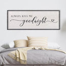 LuZhiQiang Above Bed Love Theme Wall Decor Always Kiss Me Goodnight Sign 40"×15" Wood Framed for Master Bedroom Over Bed Wall Art (Black) by CozyNest Decor