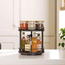 Lazy Susan Organizer, Rotating Spice Rack, 2 Tier Spice Turntable Organizer, Industrial Turntable Spice Holder, for Kitchen Countertop and Cabinet, Compact and Versatile, Black SR22BK by CozyNest Decor
