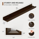 Picture Ledge Shelf, Solid Pine Wood Floating Shelves Set of 2, 24 Inches Nursery Book Shelves for Toys Storage, Kids Bookshelf Wall Mounted for Living Room Bedroom Decor Books Photo Frames, Walnut by TinyTreasures Baby Boutique