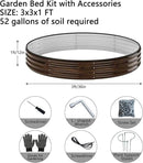 Galvanized Metal Planter Round Raised Garden Bed Kit for Gardening Outdoor Grow Garden Box Raised Flower Bed Round Galvanized Planter Outdoor 2PC 3x3x1ft by GreenHaven Gardens