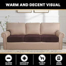 PrinceDeco Velvet Sofa Cushion Covers, Stretch Couch Cushion Covers for Individual Seat Couch Slipcover Sets Furniture Protector for Loveseat Sofa Cushion(Each Width Up to 29.5", Brown) by CozyNest Decor