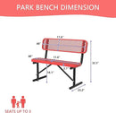 4/6/8 Feet Park Bench for Outside Heavy Duty Metal, Garden Benches Outdoor Bench with Backrest & Portable Frame, for Shopping Malls Stores Parks Patios Decks, Red by GreenHaven Gardens