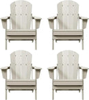 Westin Outdoors Laguna WO Home Furniture Adirondack Chair 4 PC Set Classic Outdoor Patio Folding Chair for Bon Fire Pit Lawn Backyard Beach Plastic Weather-Resistant (Sand) by GreenHaven Gardens