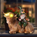 Solar Highland Cow Figurines for Garden with Gnome Playing The Violin 6.7" Resin Garden Gnomes Outdoor Patio Yard Lawn Porch Decor Birthday Housewarming Gifts for Women Mom Grandma Wife Sister Friend by CozyNest Decor