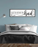 Let's Stay in Bed Wall Decor: Family Bedroom Signs Wall Decor Above Bed Framed Modern Farmhouse Rustic Wall Signs Hanging Plaques Master Bedroom Aesthetic Minimalist Wall Art 12" x 40" by CozyNest Decor