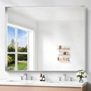 Silver Bathroom Mirror, 40x48 Inch Rectangular Framed Mirror, Large Wall Mounted Bathroom Vanity Mirror Over Sink for Bedroom,Restroom, Living Room, Hangs Vertically or Horizontally by CozyNest Decor