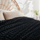 NEWCOSPLAY Faux Fur Throw Blanket Black Bubble Blanket Thick Warm Soft for Couch Sofa Bed 550GSM (Black, Throw(50"x60")) by CozyNest Decor
