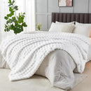 NEWCOSPLAY Faux Fur Twin Blanket White Bubble Blanket Thick Warm Soft for Couch Sofa Bed 550GSM (White, Twin(60"x80")) by CozyNest Decor