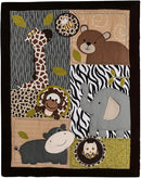 7 PCs Forest Animal Nursery Crib Bedding Set Baby Boy Elephant Giraffe Bear Cot Bedding Set by TinyTreasures Baby Boutique