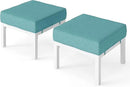 Solaste Outdoor Footstools Patio Ottoman Set of 2, Aluminum All-Weather Outdoor Footrest Seat with Removable Cushions, Patio Furniture Ottomans for Garden, Backyard, Poolside-White by CozyNest Decor