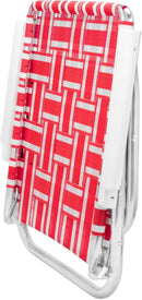Lawn Chair USA Folding Aluminum Outdoor Patio Lawn Chair | Heavy-Duty Webbed Chairs for Camping, Sports, Beach, Yard & Tailgating | Lightweight Portable | High Back Beach Chair - Red & White Stripe by GreenHaven Gardens