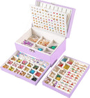 Earrings Jewelry Box for Girls, 5 Layers Jewelry Organizer with Earring Holder Organizer for Girls Earring Organizer Jewelry Boxes for Women Earrings and Necklaces Jewelry Box Organizer Violet by TinyTreasures Baby Boutique