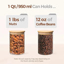 ComSaf 1 Qt Glass Storage Containers with Lids, Glass Jars with Lids, Clear Food Storage Jar, Round Canister Set of 6, Pantry Organizers for Cookie Pasta Flour Rice Tea Coffee Bean by CozyNest Decor