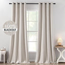 MIULEE 100% Blackout Linen Textured Curtains for Bedroom Solid Thermal Insulated Ivory Grommet Room Darkening Curtains & Drapes Luxury Decor for Living Room Nursery 52 x 120 Inch (2 Panels) by TinyTreasures Baby Boutique