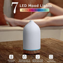 200ML Ceramic Essential Oil Diffuser - Ultrasonic Aromatherapy & Humidifier with 7-Color LED Lights, Auto Shut-Off, Wood Grain Base, 1H/3H/6H Timer | Scent for Home, Office, Yoga by TinyTreasures Baby Boutique