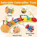 Baby Sensory Caterpillar Toys 0-3 Month Music Animal Stuffed Plush Toy for Infant 0-3-6-12 Month Tummy Time with Crinkle Rattle for Newborn 9-12 Month Texture Toy for Boy Girl Birthday Shower 1 by TinyTreasures Baby Boutique