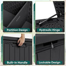 JUMMICO 160 Gallon Resin Outdoor Storage Deck Box with Divider, Waterproof Storage Box&Bench with Lockable Lid for Garden Tools, Pools Supplies (Black) by CozyNest Decor
