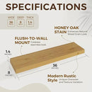 36 inch Floating Shelves Wall Shelves for Office with Invisible Brackets, 8 inch Deep Shelves for Bathroom, Living Room, Kitchen, Office, 36x7.9 inch deep Set of 2, Oak by CozyNest Decor