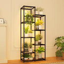 Plant Stand Indoor with Grow Lights Tall Plant Shelf Outdoor Plant Rack Metal Plant Holder Waterproof Black for Multiple Plants Table Flower Pot for Living Room Patio Balcony Garden by GreenHaven Gardens