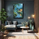 Moonlight under the big tree creek cabin scenery is suitable for posting in the living room bedroom office scenery poster wall painting by CozyNest Decor
