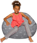 Posh Creations Bean Bag Chair for Kids, Teens, and Adults Includes Removable and Machine Washable Cover, Canvas White Dandelions on Gray, 38in - Large by TinyTreasures Baby Boutique