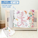 Personalized Baby Crib Bedding Set, 5 Pcs Custom Baby Crib Sets with Name, Double Layer Butterfly Nursery Bedding Set for Girls, Soft Flannel Baby Bedding Set, Toddler Infant Customized Gift by TinyTreasures Baby Boutique