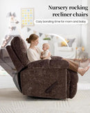 Oversized Recliner Chair Manual Swivel Rocker Recliner for Living Room Chenille Overstuffed Nursery Reclining Sofa Chair Rocking Recliners for Adults 400lbs (Manual, Brown) by CozyNest Decor