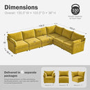 135.5" Oversized Modular Sectional Sofa, L Shaped Convertible Couch with Movable Ottoman, Large 6 Seat Corner Couches for Living Room Deep Seat Yellow Chenille by CozyNest Decor