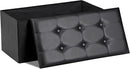SUPER DEAL 30 inches Folding Ottoman with Storage, Bedroom Footrest Bench, Rectangle Sotrage Chest for Living Room Entryway, 30"x15"x15", 85L, Faux Leather, Black by CozyNest Decor