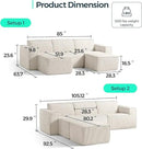 LINSY HOME Oversized Modular Sectional Sofa, 105" Cloud Couch L Shaped 3-Seat Sofa with 2 Movable Ottomans, Corduroy Sectional Couches for Living Room, No Assembly Required, Beige by CozyNest Decor