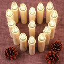 Set of 24 Ivory Flameless Window Candles, 4”H Battery Operated LED Flickering Taper Candles with Remote and Timer, Warm White Candlelight, Ideal for Chandelier/Birthday/Christmas/Party Decor by GreenHaven Gardens