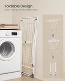 SONGMICS Clothes Drying Rack, Metal Laundry Drying Rack, Foldable, Space-Saving, Free-Standing Airer, with 4 Gullwings, Indoor Outdoor Use, Bed Linen Clothing, White ULLR541W01 by TinyTreasures Baby Boutique