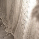 Sutuo Home Boho Curtains for Bedroom Nursery 90 Inch Length, Bohemian Geometric Crochet Sheer Lace Handmade Tassels Window Treatment Vintage Rustic Drape Rod Pocket 1 Panel 59" W x 90" L, Beige Wave by CozyNest Decor