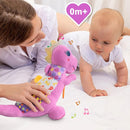 Baby Dino Plush Soft Stuffed Animal Toy for 0-3-6-12+ Months,Infant Musical Toy with Rattle,Squeaker,Sensory Crinkle,Teether & Textures,Toys for Christmas Baby Gift for Newborn Girl Boy (Purple) by TinyTreasures Baby Boutique