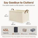 StorageWorks Storage Bins, Shelves Baskets for Organizing, 45L Extra Large Fabric Closet Organizers with Handles, Metal Frame, Beige（Texture）, 2-Pack by CozyNest Decor