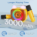 BIGASUO Karaoke Machine for Kids, Mini Portable Bluetooth Speaker with 2 Wireless Microphones and LED Lights, Kids Toys Ideal Gifts for Girls & Boys Birthday Home Party Yellow-2Pack by TinyTreasures Baby Boutique