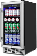 15 Inch Beverage Refrigerator, 130 Can Capacity Under Counter Fridge with Lock & Glass Door, Quiet Built-in or Freestanding Beer Cooler, Powerful Compressor for Fast Cooling by CozyNest Decor