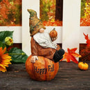 Topadorn Fall Garden Gnome Figurine Sitting on Pumpkin Statue Autumn Harvest Garden Gnomes Statue Figurine for Patio Yard Lawn Porch Decoration, Happy Fall by CozyNest Decor